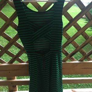 Green and Black Striped Dress
